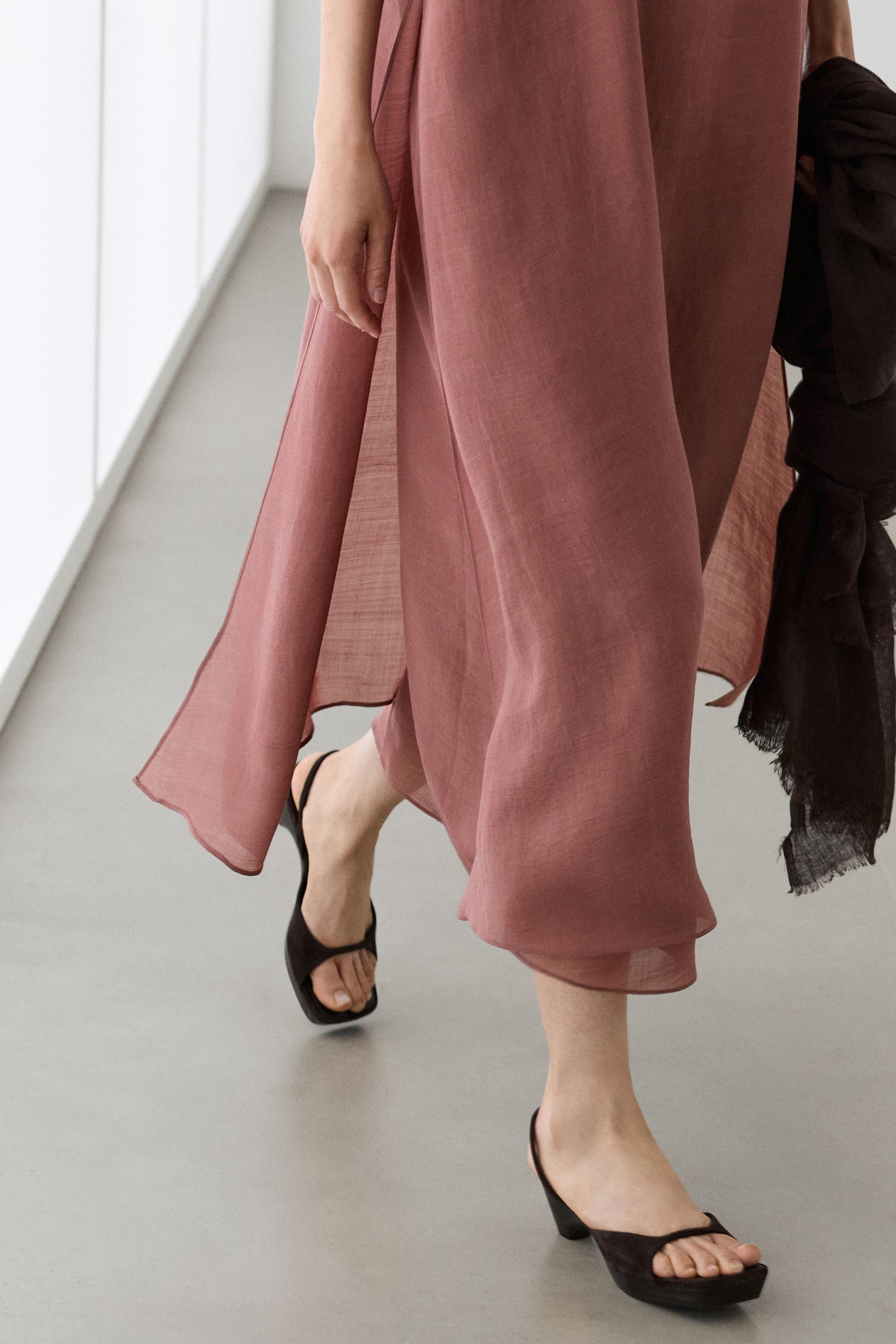 Flowing double-layer midi dress